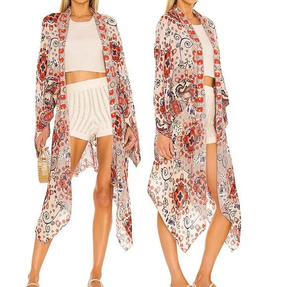 Free People Other - Free People Little Wing Paisley Kimono Boho Duster Open Front Festival